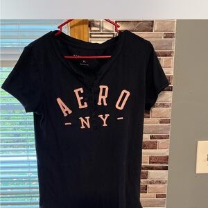 Aeropostale Black Ribbed T-Shirt